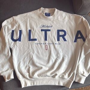 Michelob Ultra Crew Neck Sweater Large White Rare Limited Edition